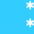 White snowflake icons fall vertically against a solid light blue background in an animated sequence.