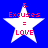 Four identical white star-shaped icons with red text on a blue background, each displaying 'Excuses = LOVE' and a red '6' at the top.