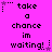 Pixelated text on bright pink background with animated star and dot patterns changing position across frames.