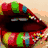 Four distinct pixelated images arranged in a : lips, eye, flower, and rainbow