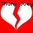 Red background with white broken heart shapes and black pixelated text reading "Thanx Joey" repeated across the top.