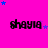 A bright pink background with repeated black text 'shayla' and scattered blue and purple stars in a