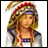 A 48x48 pixel buddy icon featuring a character with long braided hair wearing a feathered headband, alongside text reading "Anime IM" and "COM" on a black background.
