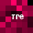 Pixelated of magenta and black squares with four instances of the text 'TRE' in white, each positioned in a different quadrant