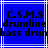 Blue background with white lines and black pixelated text reading C.S.M.S drumline bass drum