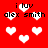 Red background with white pixelated hearts and repeated text 'i luv alex smith' in black blocky font.