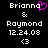 Pixelated text displays 'Brianna & Raymond 12.24.08' with a pink heart symbol replacing the 'a' in 'Brianna' on the left side of the image.