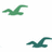 Green and teal bird-shaped icons with pixelated text 'Hollister!' on white background, varying in color shade across frames.