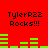 Red background with black text 'TylerR22 Rocks!!!' repeated four times and green audio equalizer bars in two