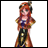 A pixelated anime-style character with long red hair and a colorful dress stands against a white background, next to a black panel displaying "Anime IM" text in silver pixel art style.