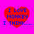 Four red heart-shaped icons with blue text on a bright pink background, each displaying "I LOVE MONKEY I THINK..." in pixelated font.