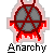 Pixelated icon with red and gray anarchy symbol above stylized text reading 'Anarchy' on gray background.