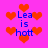 Pixelated icon with bright pink background, orange hearts, and blue text reading "Lea is hott" in multiple positions.