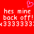 Red background with pixelated white text reading 'hes mine back off! 3333333' and a pink heart symbol above the text.