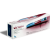 Pixelated image of a white medical device with blue and red accents, angled against a gray background.