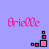 Pixelated pink text 'Arielle' with stacked square icons on a light purple background, displayed as two animated frames side-by-side.