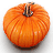 Pixelated orange pumpkin with brown stem and subtle shading, rendered in low-resolution style against white background.