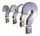 Animated sequence of metallic question marks in silver and gold tones, varying in size and position