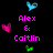 Pixelated text and heart icons on black background with blue, pink, green hearts at corners.