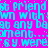 Pixelated cyan text repeats on a bright pink background with scattered green dots, forming a dense wordwall of fragmented phrases.