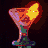 Pixelated martini glass icon with changing colors and background across six views, featuring a stem and base.