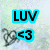 Animated icon displays text changes from 'LUV <3' to 'It's wonderful!' with a heart symbol.