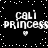 Black background with white pixelated text reading 'Cali Princess' and small heart symbols, featuring two identical horizontal sections of the same design.