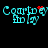 Pixelated turquoise text 'Courtney' with red heart and scattered dots on black background, animated