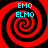 Four identical red and black spiral patterns arranged in a , each containing cyan text reading EMO above ELMO on the left side