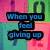 four with colorful backgrounds and blue text overlays reading "When you feel giving up," "remember the reason," "you held on," and "for so long." The background features repeated 'LOVE' letters in various colors