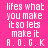 Pixelated text on a bright pink background with alternating light purple horizontal bars over different lines of text.