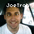 A pixelated image of a person in a white shirt with text above the head, showing two variations where 'JoeTron' changes to 'JewFron'.