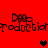 Red background with pixelated text and heart symbols; four instances of 'Dogs production' text, two black hearts in center-left and right, one red heart on the bottom-right.