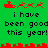 Green background with red pixel art icons and black text reading 'i have been good this year!' in two