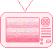 Four pink-outlined pixel-art TVs with V-antennas display shifting static patterns on gray background.
