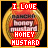 A 48x48 pixel animated buddy icon featuring a golden circular frame with red and white text, displaying two sequential frames where the background color of "HONEY MUSTARD" changes from red to yellow.