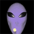 A purple alien head with large black eyes and a yellow dot on its chin, transitioning through animation frames with glowing effects and swirling blue rings.
