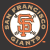 Four distinct San Francisco Giants baseball team logo variations displayed in a 2x2 contact sheet arrangement on a dark background.