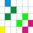 A grid of colored squares on a white background with light gray lines forming the grid structure.