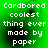 Green background with white pixelated text reading "Cardbored coolest thing ever made by paper" in four identical