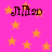 A static image with a bright pink background filled with scattered orange stars, featuring four instances of the text "Jillian" in dark brown pixelated font.
