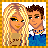 Pixel art contact sheet with two cartoon characters and text reading "I Love My Boyfriend!" on a yellow checkered border.
