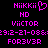 Pixelated pink text and symbols on black background, two identical side-by-side layouts with 'NiiKii' at top left featuring a heart symbol replacing the second 'i', followed by 'ND', 'Viictor', date-time stamp, and 'FOR3V3R'.