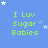 Blue background with green text reading "I Luv Sugar Babies" repeated in a , white stars scattered across the scene