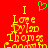 Red background with yellow text reading "I Love Dylan Thomas" and a green heart symbol above the 'I'.