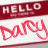 Animated contact sheet showing two frames of a buddy icon with 'HELLO' text and stylized 'Daisy' script in red on white background.