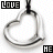Two side-by-side animated frames of a heart-shaped icon with