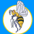 Pixelated bee icon with yellow and black stripes on a white circular background, next to green text reading "Original Icons .com" on dark green.