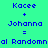 Pixelated text displays 'Kacee + Johanna = al Randomn' across two color backgrounds with slight text variations.