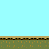Pixel art animation of a character in red cap and blue overalls walking across platforms with black-and-white pipe segments opening to reveal pink interiors.